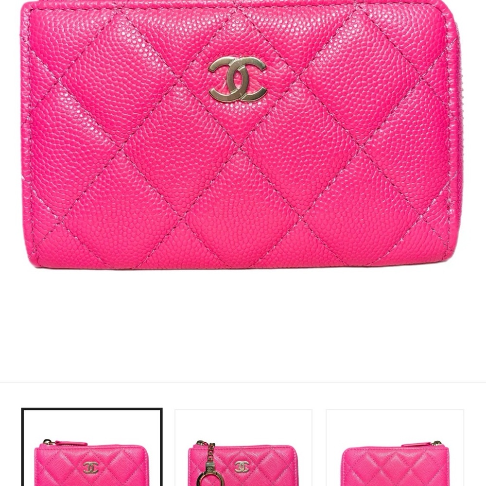 Chanel NEW caviar RARE Pink Quilted Key Holder Case 22k full set - Picture 2 of 10